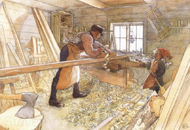 Carl Larsson In the Carpenter Shop Germany oil painting art